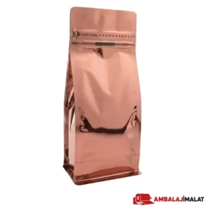 Bronz Metalize Kilitli Flat Bottom Torba — önden açılı görünüm