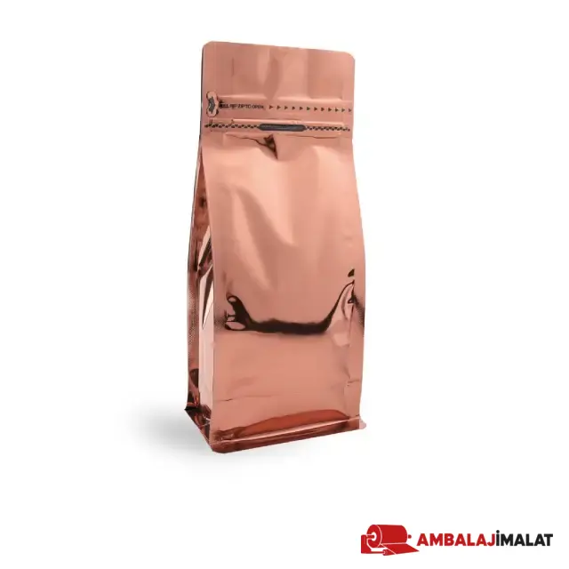 Bronz Metalize Kilitli Flat Bottom Torba — önden görünüm