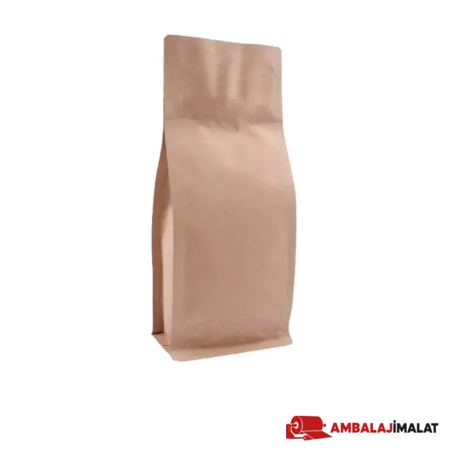 Kraft Metalize Flat Bottom Torba — önden görünüm