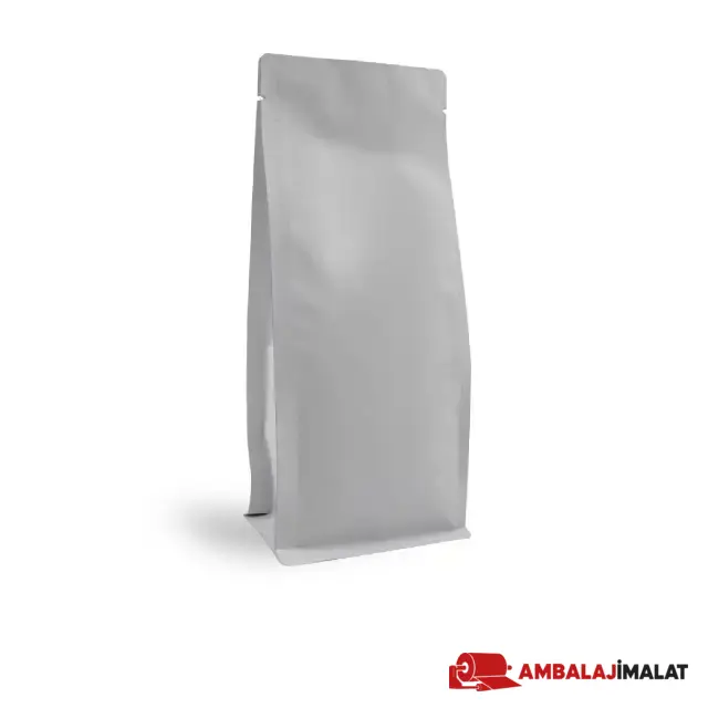 Mat Beyaz Metalize Flat Bottom Torba - Görsel 2